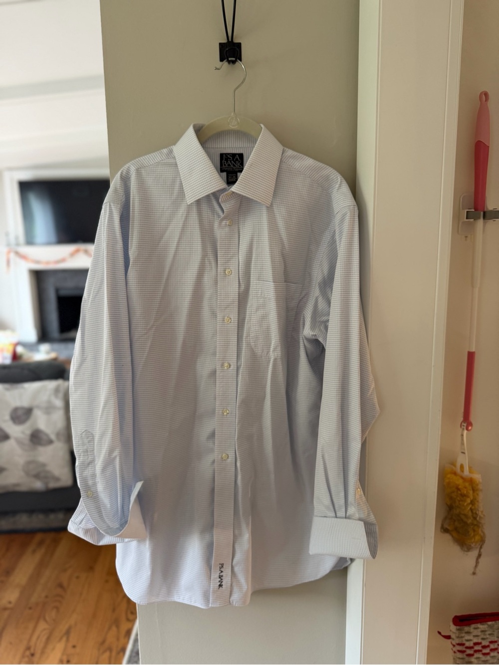 Jos. A. Bank Light Blue Micro-Check Dress Shirt - Tailored Fit